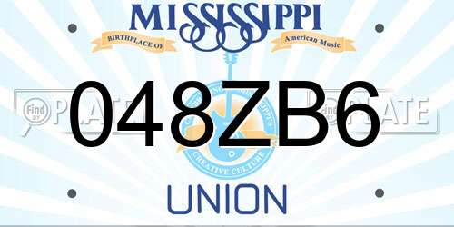048ZB6 Mississippi License Plate