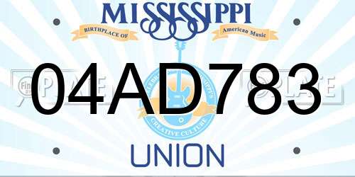 04AD783 Mississippi License Plate