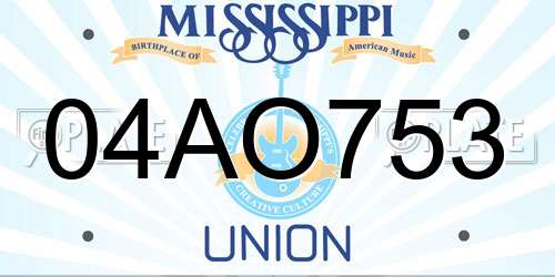 04AO753 Mississippi License Plate