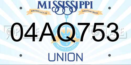 04AQ753 Mississippi License Plate