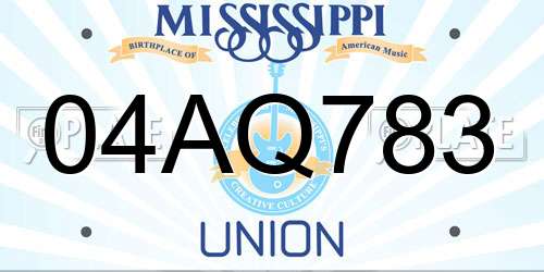 04AQ783 Mississippi License Plate