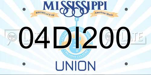 04DI200 Mississippi License Plate
