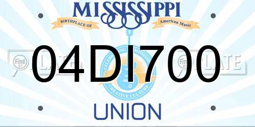 04DI700 Mississippi License Plate