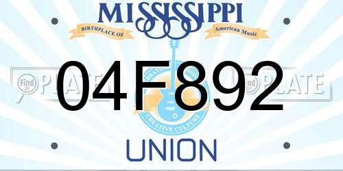 04F892 Mississippi License Plate