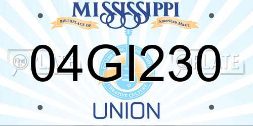 04GI230 Mississippi License Plate