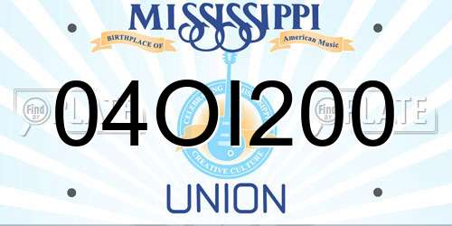 04OI200 Mississippi License Plate
