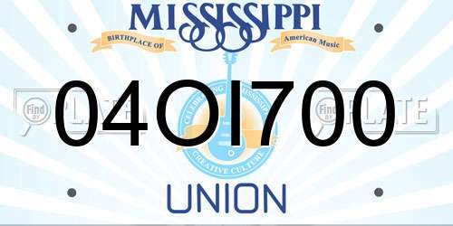 04OI700 Mississippi License Plate