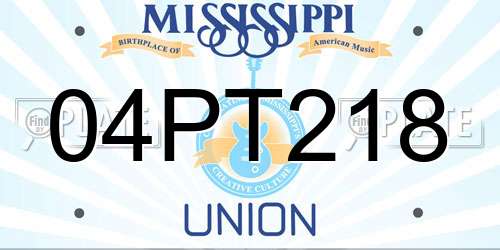 04PT218 Mississippi License Plate