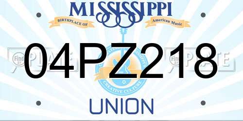 04PZ218 Mississippi License Plate