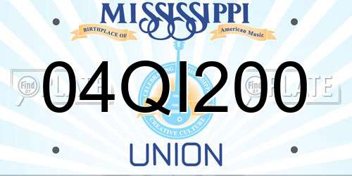 04QI200 Mississippi License Plate