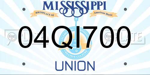04QI700 Mississippi License Plate
