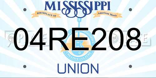 04RE208 Mississippi License Plate