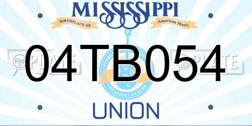 04TB054 Mississippi License Plate