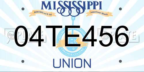 04TE456 Mississippi License Plate