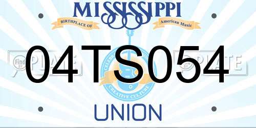 04TS054 Mississippi License Plate