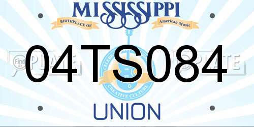 04TS084 Mississippi License Plate