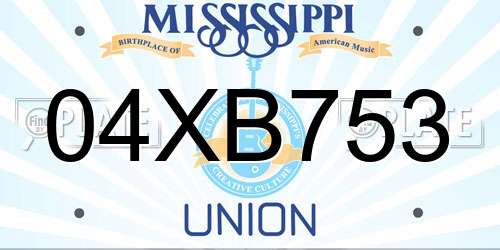 04XB753 Mississippi License Plate