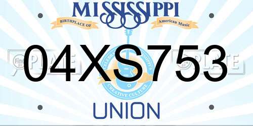 04XS753 Mississippi License Plate