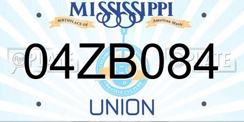 04ZB084 Mississippi License Plate
