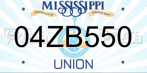 04ZB550 Mississippi License Plate