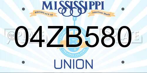 04ZB580 Mississippi License Plate