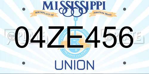 04ZE456 Mississippi License Plate
