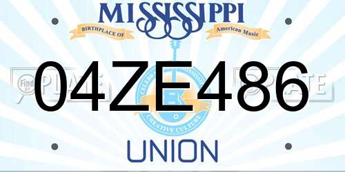 04ZE486 Mississippi License Plate