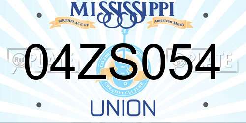 04ZS054 Mississippi License Plate