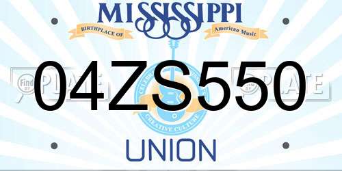 04ZS550 Mississippi License Plate