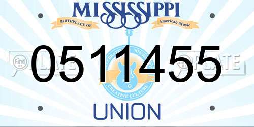 0511455 Mississippi License Plate