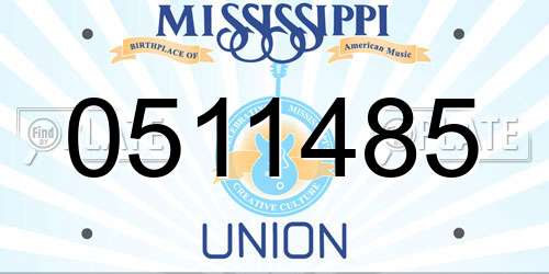 0511485 Mississippi License Plate