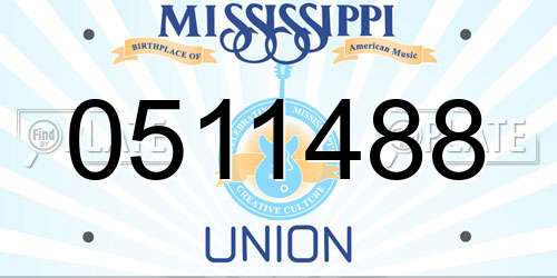 0511488 Mississippi License Plate