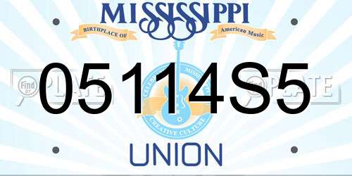 05114S5 Mississippi License Plate