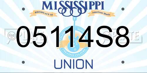 05114S8 Mississippi License Plate