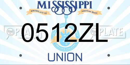 0512ZL Mississippi License Plate