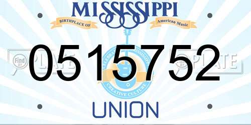 0515752 Mississippi License Plate