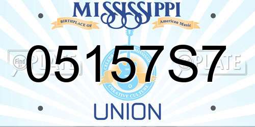 05157S7 Mississippi License Plate
