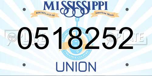 0518252 Mississippi License Plate