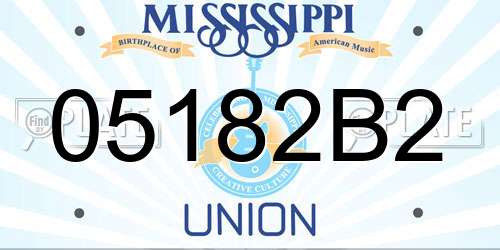 05182B2 Mississippi License Plate