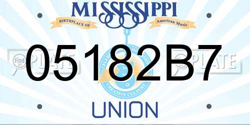 05182B7 Mississippi License Plate