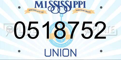 0518752 Mississippi License Plate