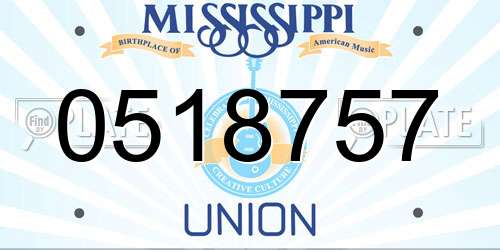 0518757 Mississippi License Plate