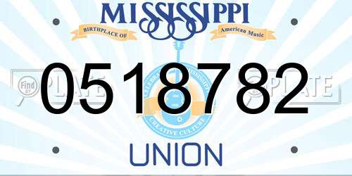 0518782 Mississippi License Plate
