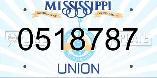 0518787 Mississippi License Plate