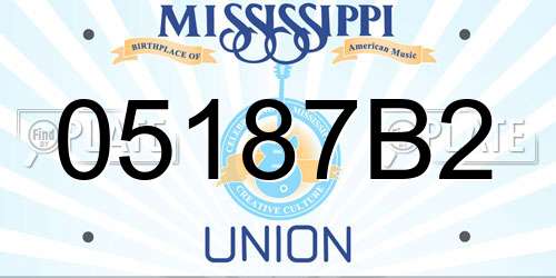 05187B2 Mississippi License Plate