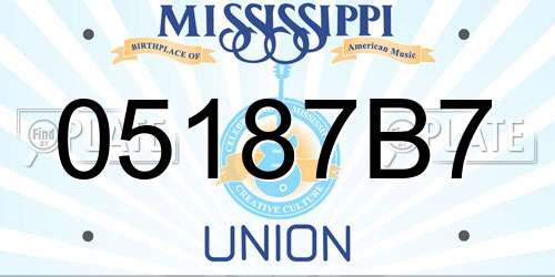 05187B7 Mississippi License Plate