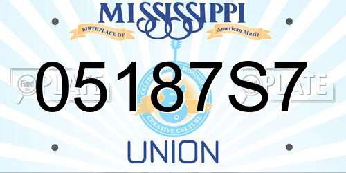 05187S7 Mississippi License Plate
