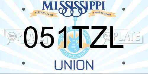 051TZL Mississippi License Plate