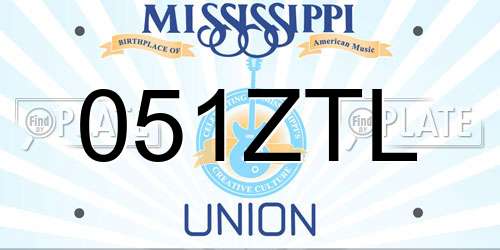 051ZTL Mississippi License Plate