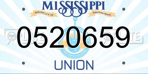 0520659 Mississippi License Plate